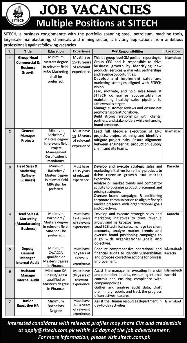 Career Opportunities at SITECH | Multiple Senior & Mid-Level Positions 2026